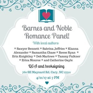 Join us on Friday, April 21st in Cary, NC to celebrate our wealth of local romance authors!