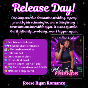Release day graphic for MORE THAN FRIENDS by Reese Ryan